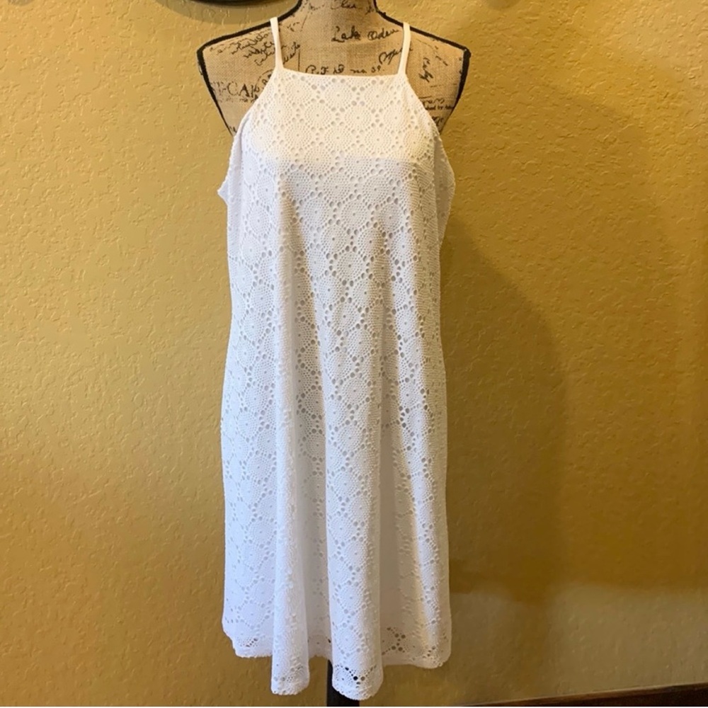 Nine West white halter, crocheted/eyelet dress, size 12 | offer in description